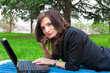 Young woman is working on laptop. Young woman is working on laptop.