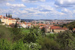 Spring Prague gothic Castle with the green Nature