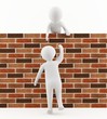 3D man helping a friend jump over the wall