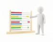 3D man pointing at an abacus