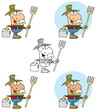 canvas print picture - Farmer Carrying A Rake And Pail