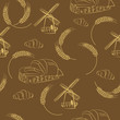 seamless pattern of grain mill, wheat