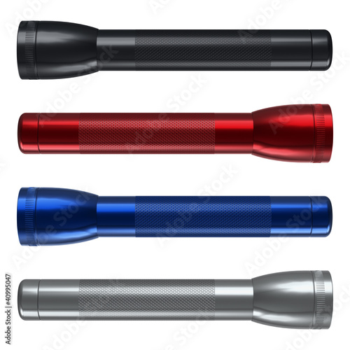 Illustration: Set of color metal flashlights Set of color metal flashlights
