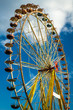 Funfair park on blue sky background