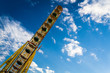 Summer in amusement park on blue sky backgroud