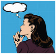 Stock Vector : Illustration of a thinking woman