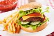 Classic hamburger with french fries