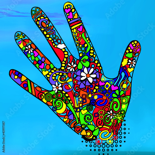 Illustration: main décoration tatouage fleur art ornement forme main décoration tatouage fleur art ornement forme