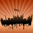 Vector illustration of urban landscape of Shanghai