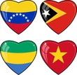 Set of vector images of hearts with the flags