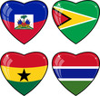Set of vector images of hearts with the flags