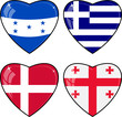 Set of vector images of hearts with the flags