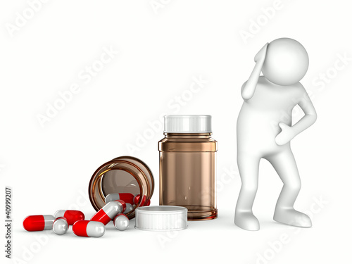 Illustration: patient on white background. Isolated 3D image patient on white background. Isolated 3D image