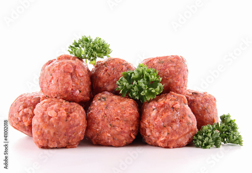 Photo: isolated raw meatballs isolated raw meatballs