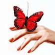 Butterfly resting on woman's hand