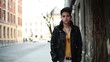 Punk girl walking in the city, slow motion, steadicam shot