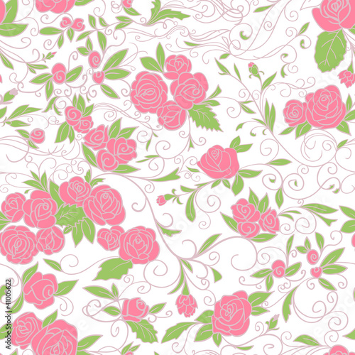Vector: Floral background. Roses. Seamless pattern. Floral background. Roses. Seamless pattern.