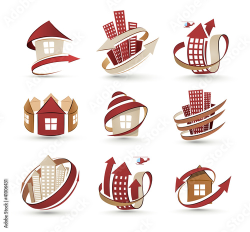 Vector: A collection of icons of buildings. Vector illustration A collection of icons of buildings. Vector illustration