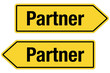 2 Pfeilschilder gelb PARTNER