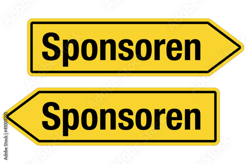 Illustration: 2 Pfeilschilder gelb SPONSOREN 2 Pfeilschilder gelb SPONSOREN