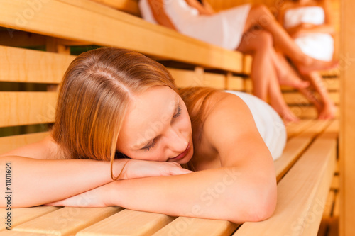 Photo: Sauna wellness - Female friends in spa Sauna wellness - Female friends in spa