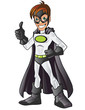 White Superhero Cartoon Showing His Thumb Up