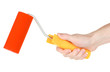 bright paint roller in hand isolated on white bright paint roller in hand isolated on white