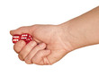 dice in hand, isolated on white background dice in hand, isolated on white background