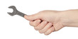 Wrenches in hand. White background. Wrenches in hand. White background.