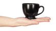 Cup in hand, isolated on white background Cup in hand, isolated on white background