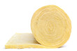Roll of fiberglass insulation material, isolated on white