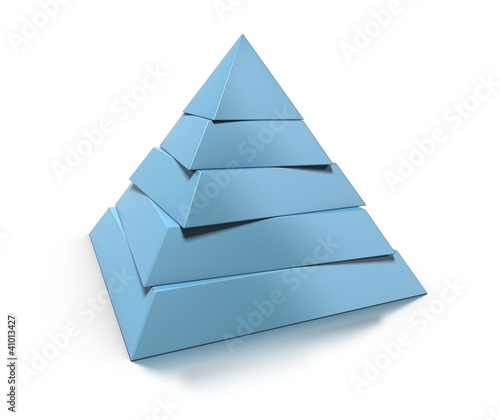 Illustration: 3d pyramid, five levels over white background 3d pyramid, five levels over white background