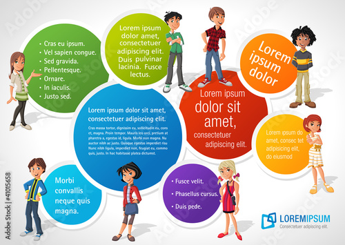 Vettoriale: Colorful template with teenager students Colorful template with teenager students