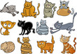 canvas print picture - cartoon cats set