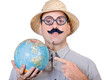 Traveler holding globe
