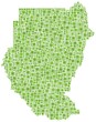 Map of Sudan (Africa) in a mosaic of green squares Map of Sudan (Africa) in a mosaic of green squares