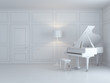 white piano in a white interior