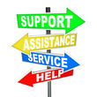 Service Assistance Support Help Arrow Signs Point to Solution