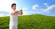Photo: Man in white cloth in the morning at hill background Man in white cloth in the morning at hill background