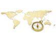 Map and Compass. Antique style.  Brass Compass.