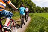 Family riding bikes