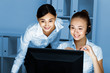 Young woman in business wear and headset