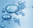 Water drops and a map of the world
