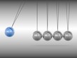 Newton cradle - blue sphere