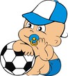 Сhild with ball dreams about football