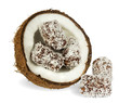 Coconut with chocolate cake on white Coconut with chocolate cake on white