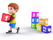 happy boy with playing blocks