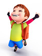 Cute boy flying with school bag