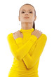 Photo: beautiful woman in yellow turtleneck beautiful woman in yellow turtleneck
