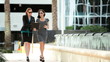 Video: Successful Business Team Outdoors Downtown Successful Business Team Outdoors Downtown